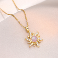 Gold & Silver Plated Celestial Sun Pendant Necklace - Thumbnail 2