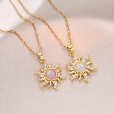 Gold & silver plated celestial sun pendant necklace
