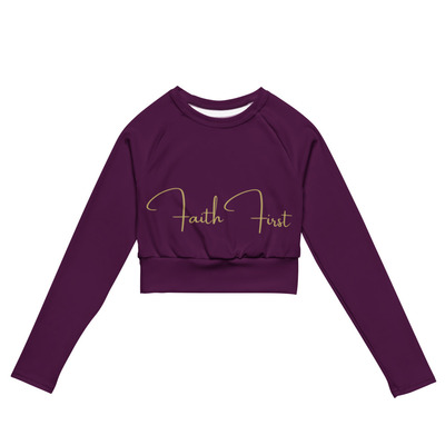 Faith first long-sleeve crop top plum gold edition | chayilpreneur activewear 
