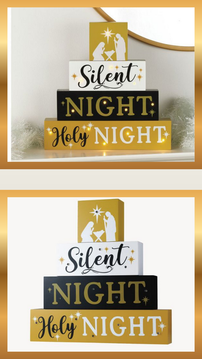 Wooden Silent Night Light Up Sign - FINAL SALE
