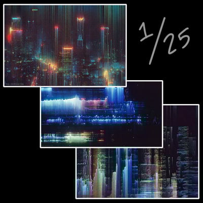 Set of 3 dystopika 001/2/3 matching #1/25 large giclée prints - Thumbnail 1