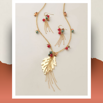 Falling leaves necklace and earring set