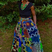 Patchwork Maxi Skirt w/ Headwrap - Thumbnail 1