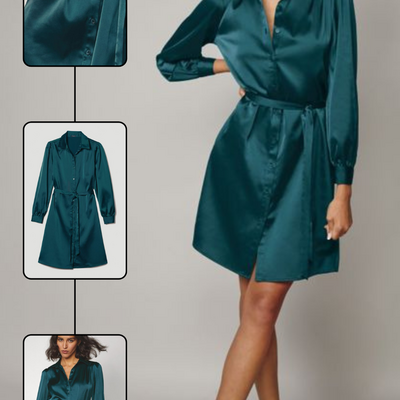 Satin button front dress - final sale