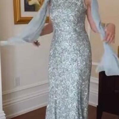 Elegant sheath blue lace mother of the bride/ groom dresses formal evening dress