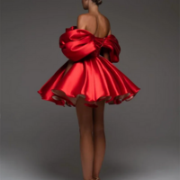 Pleated Ball Gown Style Corset Cocktail Dress for Women - Thumbnail 1