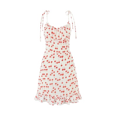 Retro v-neck floral suspender dress