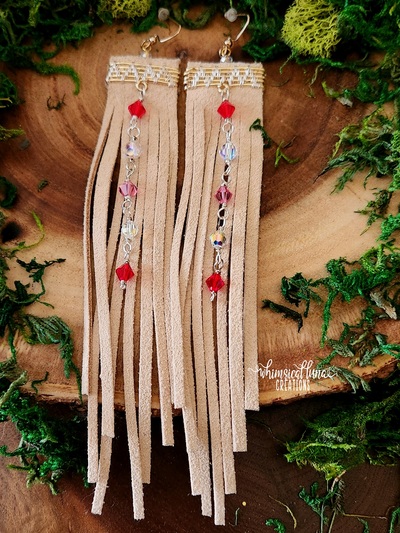 Beige Leather Earrings
