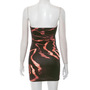Sexy Abstract Print Tube Top Wrap Hip Miniskirt Dress-2