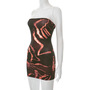 Sexy Abstract Print Tube Top Wrap Hip Miniskirt Dress-3