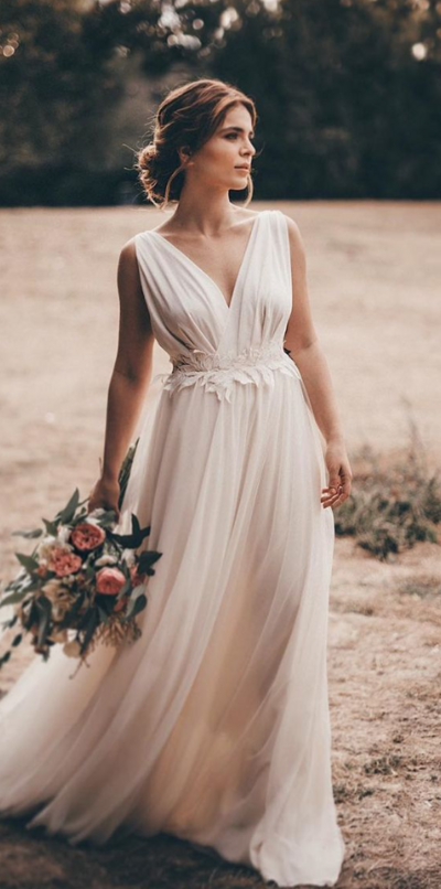 Simple Satin and Tulle Wedding Dresses, Bridal Gowns