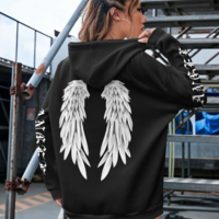 Oversized Sweatshirt Women's Angel Wings Hoodie - Thumbnail 2