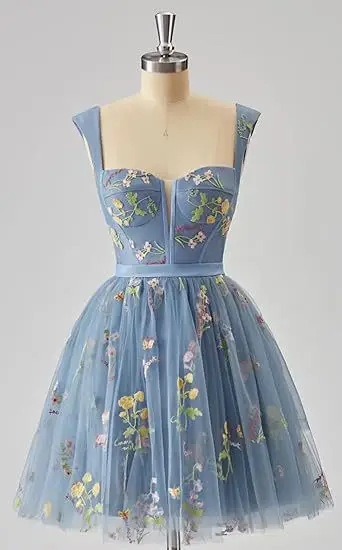 Floral Embroidery A-Line Cocktail Dress