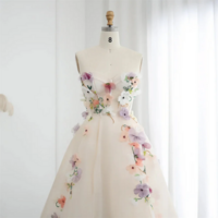 Classy A-Line V-Neck Dress with 3D Flower Embroidery - Thumbnail 3