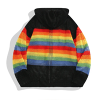 RAINBOW STRIPE KNIT ZIP HOODIE  - Thumbnail 6