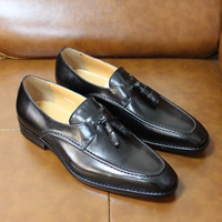 Tassel loafers men's genuine leather business wedding party shoes 3 colors - Thumbnail 4