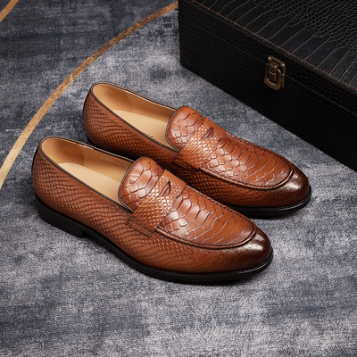 Gentleman's loafers leather shoes wedding dinner formal shoes 2 colors - Thumbnail 4