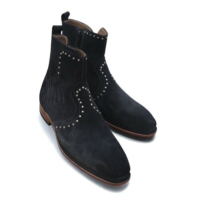 Crafted leather men classic black suede leather jodhpur boot