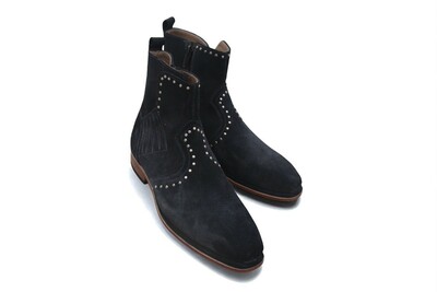 Crafted Leather Men Classic Black Suede Leather Jodhpur Boot