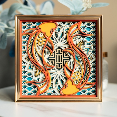 Stereowood serene koi multi-layer wall art, personalized ornaments, creative gifts