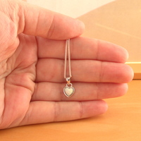 Sterling Silver White Opal Heart Pendant & Chain/Opal Necklace/Opal Jewellery/Opal Jewelry/Opal Heart Pendant/October Birthstone/UK - Thumbnail 3