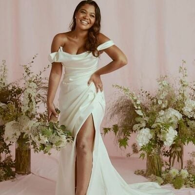 Sexy wedding dress, mermaid satin beach boho bridal dress bridal gown - Thumbnail 1