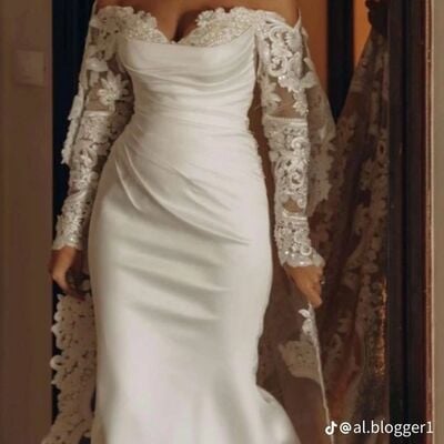 Elegant wedding dress, mermaid lace plus size bridal dress bridal gown - Thumbnail 1