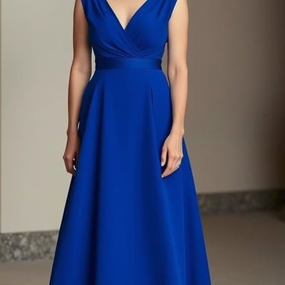 Elegant royal blue satin mother of the bride/ groom dresses formal evening dress