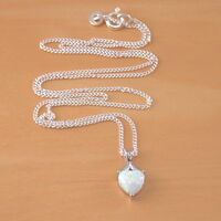 BOXED GIFT SET/Sterling Silver White Opal Heart Pendant & Chain/Opal Heart Necklace UK/Opal Jewellery/Opal Jewelry/October Birthstone - Thumbnail 2