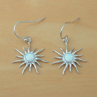 White Opal Sun Earrings/ Sterling Silver Opal Earrings/Opal Jewellery/Silver Sun Earrings/Opal Jewelry/October Birthstone/UK - Thumbnail 4
