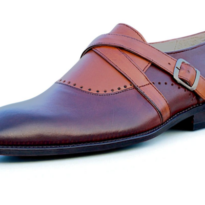 Crafted leather classic brown leather monk strap dress shoes