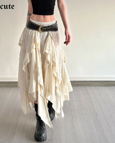 Lace Patchwork Irregular Skirt for Women