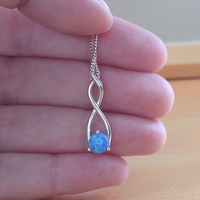 BOXED GIFT/Sterling Silver Blue Opal Pendant & Chain/Blue Opal Necklace/Opal Jewellery/Opal Jewelry/October Birthstone/UK - Thumbnail 3