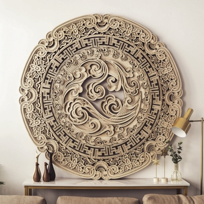 Stereowood lucky disc multi-layer wall art, stereoscopic 3d decor, mandala laser cut, rustic home wood wall art, laser cut arts and crafts
