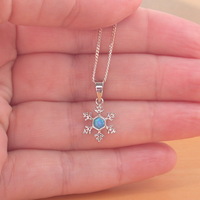 BOXED GIFT/Sterling Silver Blue Opal Snowflake Pendant & Chain/Snowflake Necklace/Snowflake Jewellery/Snowflake Jewelry/Opal Jewellery/UK - Thumbnail 3