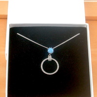 Boxed GIFT/Sterling Silver Blue Opal Pendant & Chain/Blue Opal Necklace/Blue Opal Jewellery/Blue Opal Jewelry/Opal & Cz Necklace/UK - Thumbnail 8