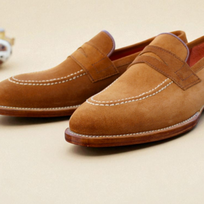Crafted leather classic brown suede leather moccasin loafers dress shoes