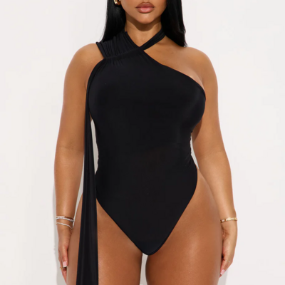 Ruched high neck bodysuit