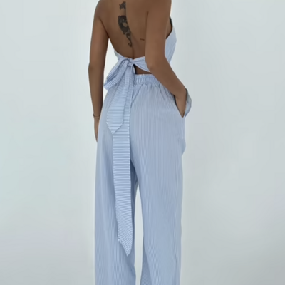 Solene striped set with halter neck palazzo
