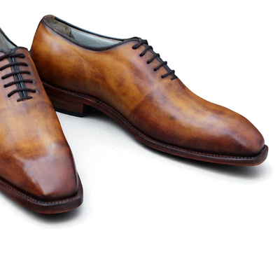 Crafted leather handmade men classic brown leather dress shoes