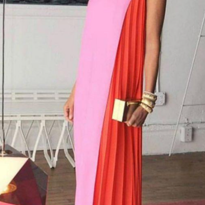Fashion two colors chiffon long evening dress
