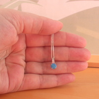 BOXED GIFT/ Sterling Silver Blue Opal & Cz Pendant & Chain/Blue Opal Necklace/Opal Jewellery/Opal Jewelry/UK - Thumbnail 3