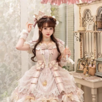 Vintage Kawaii Bubble Sleeve Bow Lace High Waist Dress - Thumbnail 6