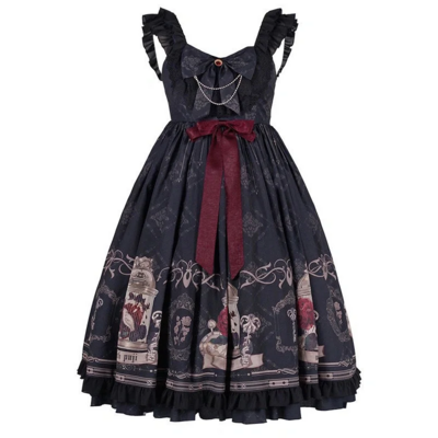 Bow Y2K Punk Rose Gothic Black Dress