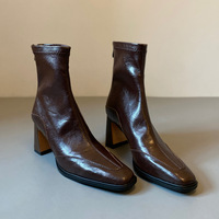 French retro slim boots ankle boots women's stretch boots 2 colors - Thumbnail 3