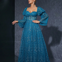 MgiacyTop embroidered lace lantern long sleeve high-end evening dress - Thumbnail 2