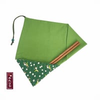 Japanese Cotton Chopstick Sleeve – Uguisu (Japanese Bush Warbler) & Plum Blossom Pattern – Green (MCC0004-01-UG) - Thumbnail 5