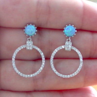 BOXED GIFT/Sterling Silver Blue Opal Hoop Earrings/Opal Earrings/Blue Opal Jewellery/Blue Opal Jewelry/Gemstone Earrings/UK - Thumbnail 3