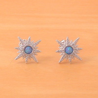 BOXED GIFT/Sterling Silver Blue Opal Star Earrings/Opal Earrings/Star Earrings/Opal Jewellery/Opal Jewelry/Star Jewellery/Star Jewelry/UK - Thumbnail 1