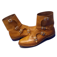 Crafted Leather Brown Leather Buckle Strap Jodhpur Boot - Thumbnail 2